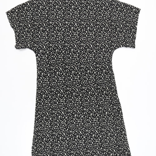 Topshop Women’s Black Geometric Shift Dress Size 10 Short Sleeve