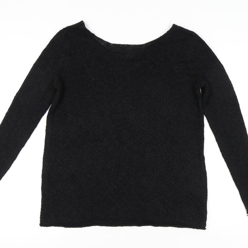 Zara Women’s Black Knit Scoop Neck Jumper Size 8 Long Sleeve