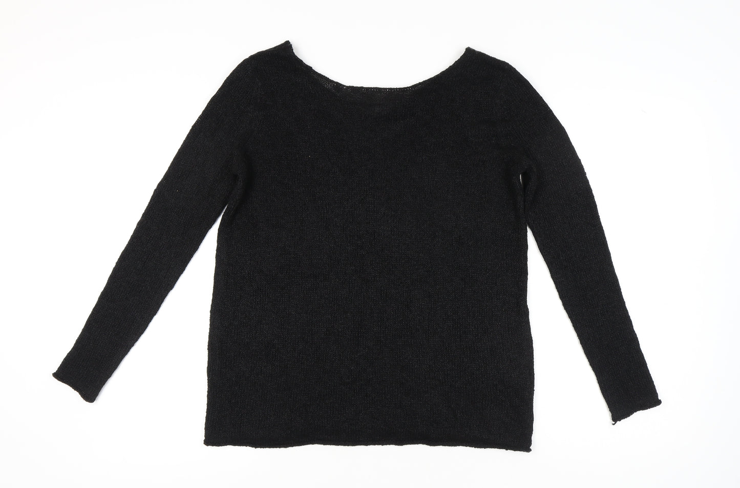 Zara Women’s Black Knit Scoop Neck Jumper Size 8 Long Sleeve