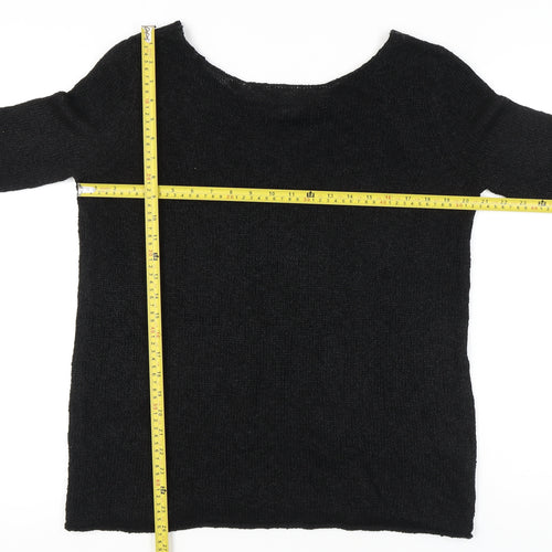 Zara Women’s Black Knit Scoop Neck Jumper Size 8 Long Sleeve