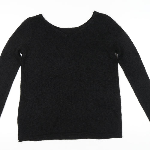 Zara Women’s Black Knit Scoop Neck Jumper Size 8 Long Sleeve