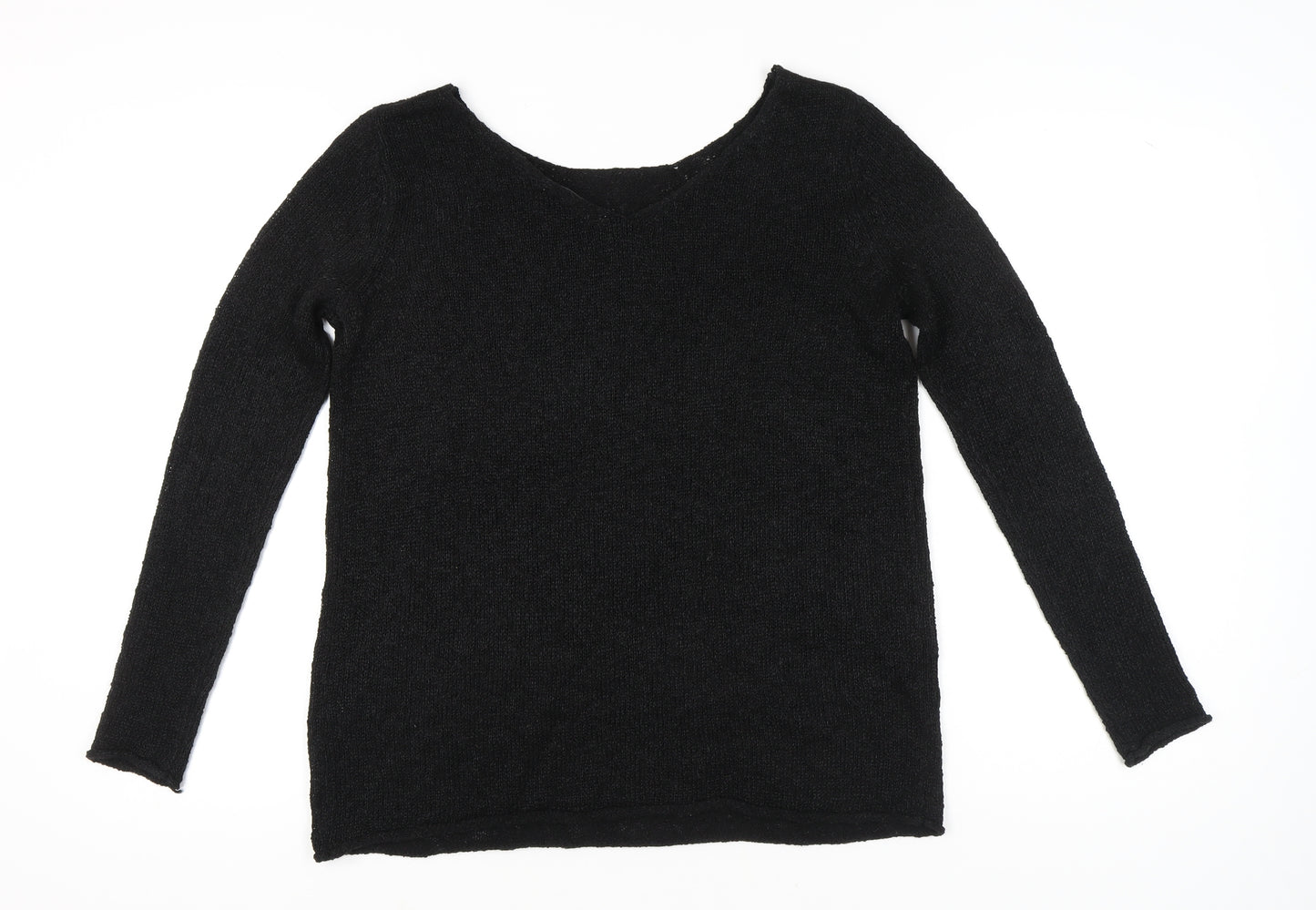 Zara Women’s Black Knit Scoop Neck Jumper Size 8 Long Sleeve