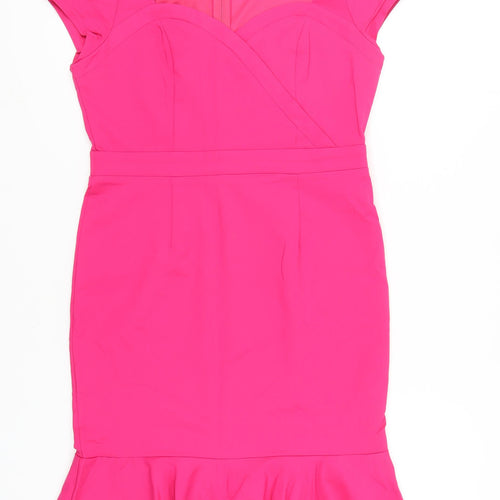 Paper Dolls Women’s Pink Sheath Dress Size 14 Ruffle Hem