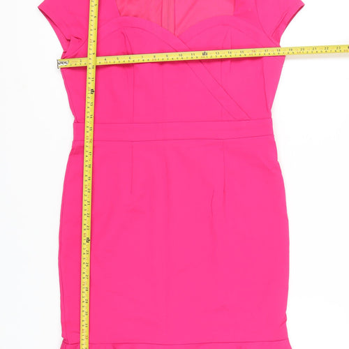 Paper Dolls Women’s Pink Sheath Dress Size 14 Ruffle Hem