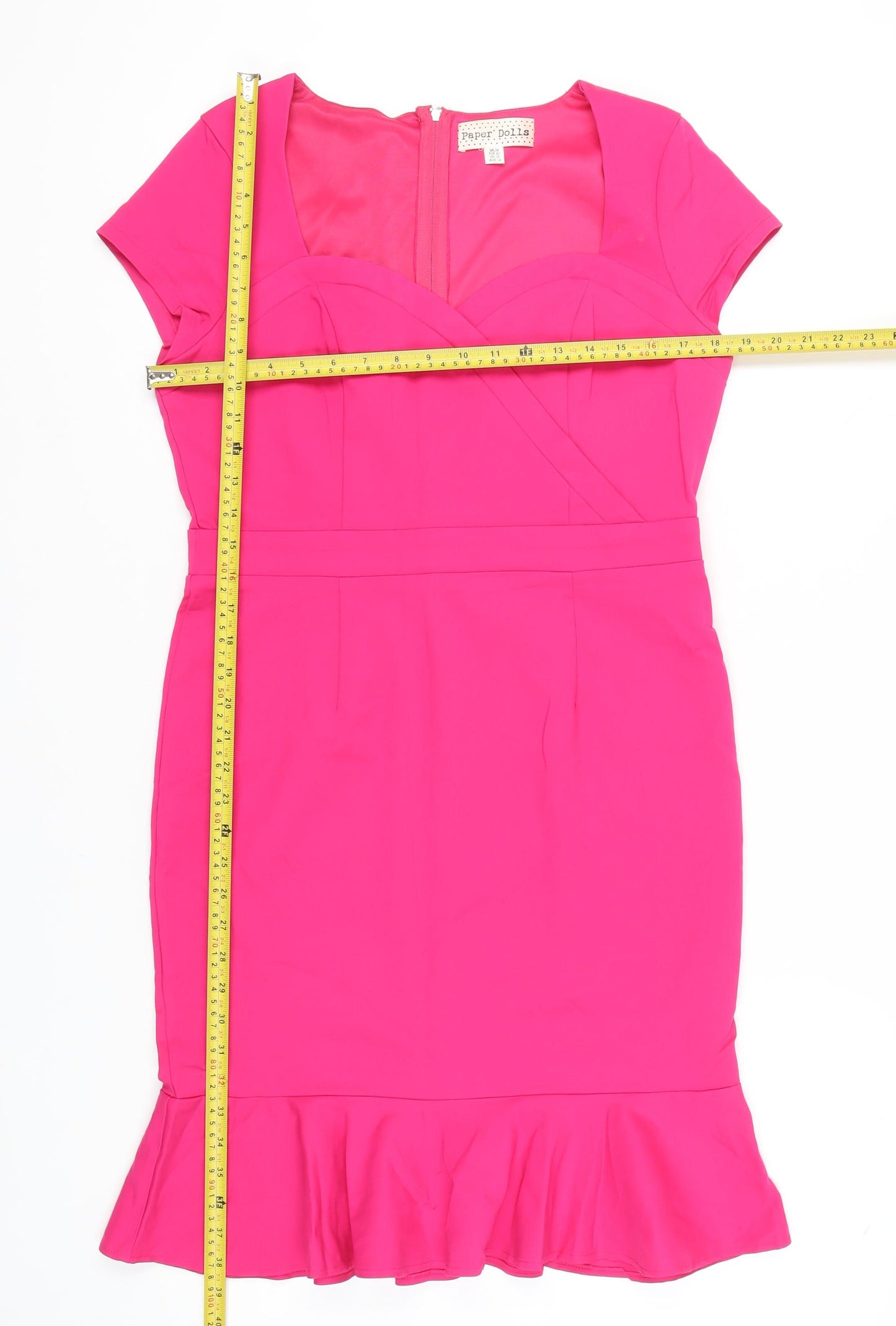 Paper Dolls Women’s Pink Sheath Dress Size 14 Ruffle Hem