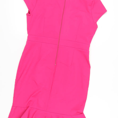 Paper Dolls Women’s Pink Sheath Dress Size 14 Ruffle Hem