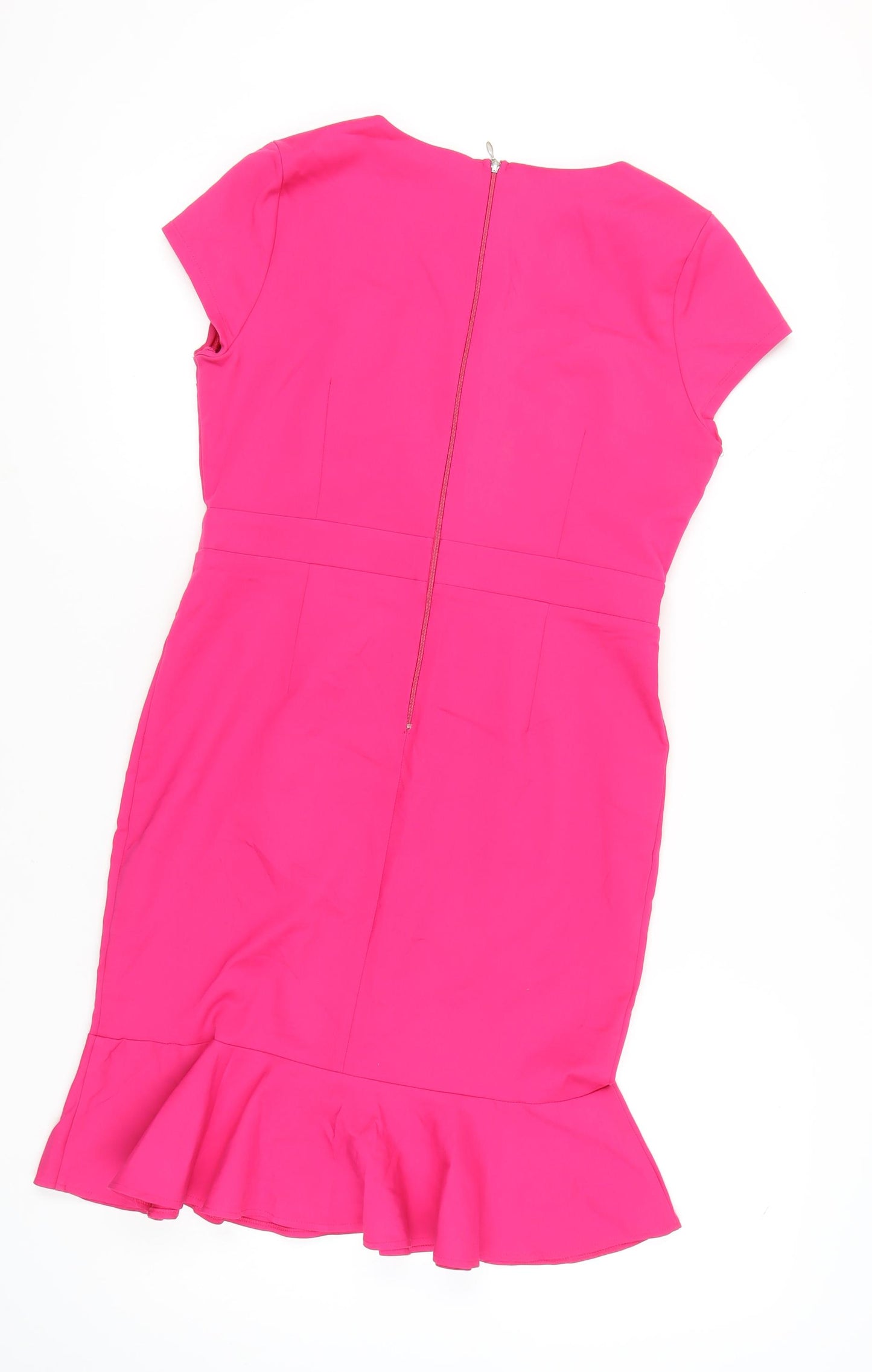 Paper Dolls Women’s Pink Sheath Dress Size 14 Ruffle Hem