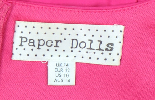 Paper Dolls Women’s Pink Sheath Dress Size 14 Ruffle Hem