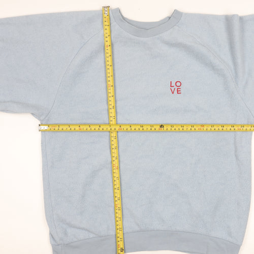Topshop Women's Blue Size 10 Pullover Sweatshirt with LOVE Embroidery