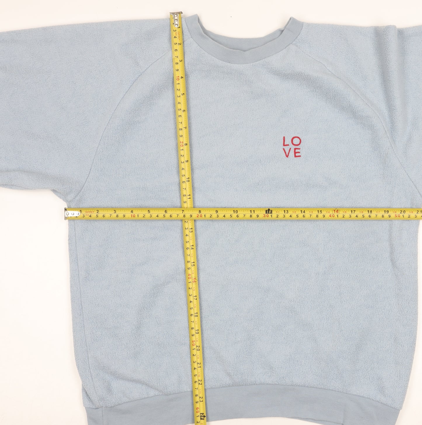 Topshop Women's Blue Size 10 Pullover Sweatshirt with LOVE Embroidery