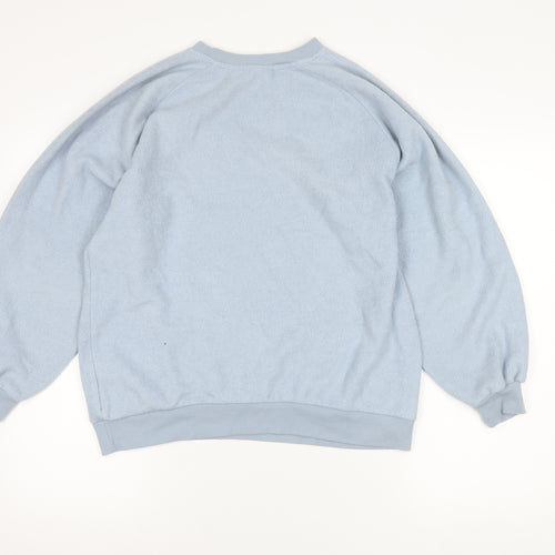 Topshop Women's Blue Size 10 Pullover Sweatshirt with LOVE Embroidery