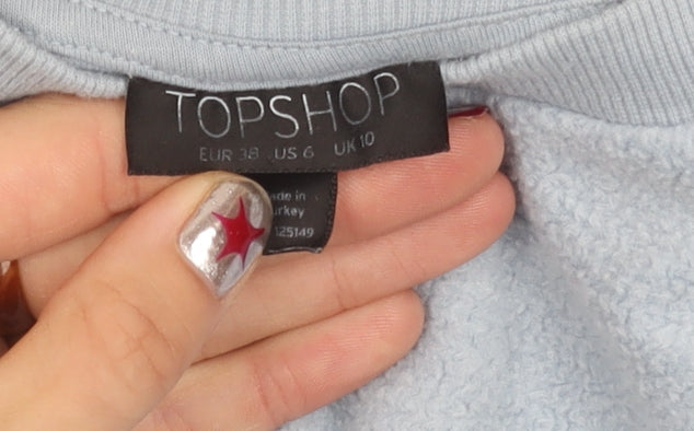 Topshop Women's Blue Size 10 Pullover Sweatshirt with LOVE Embroidery