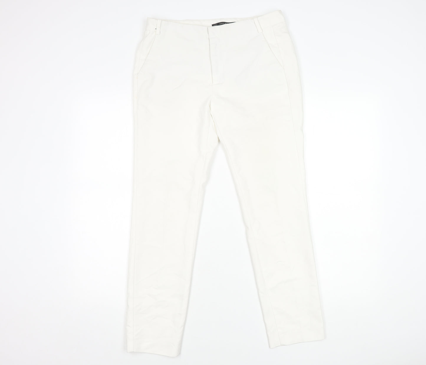 Zara Basic Women’s White Chino Trousers Size 10 Slim Fit