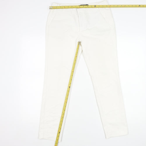 Zara Basic Women’s White Chino Trousers Size 10 Slim Fit