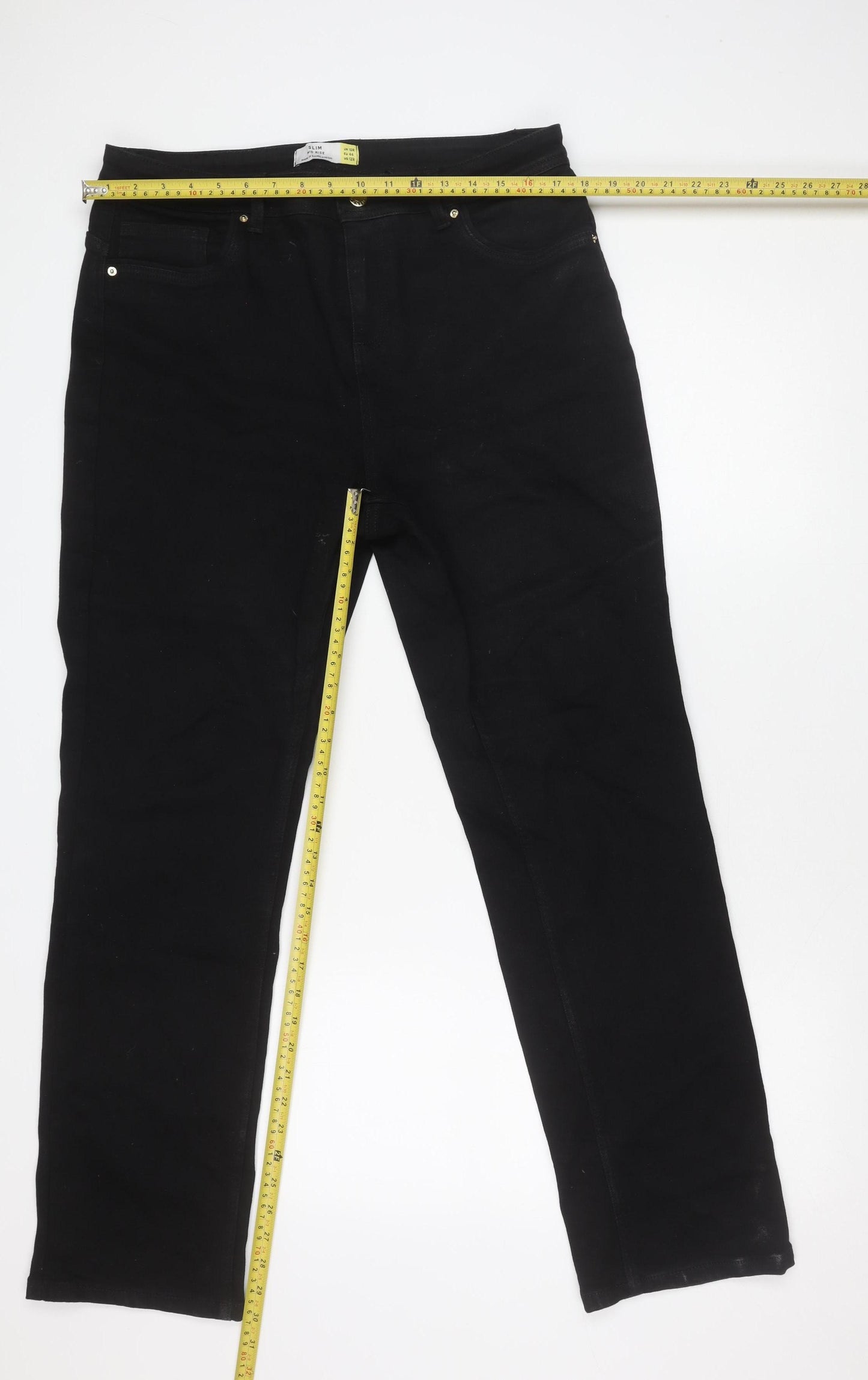 Next Men’s Black Slim Fit Straight Leg Jeans 40W 31L Mid Rise