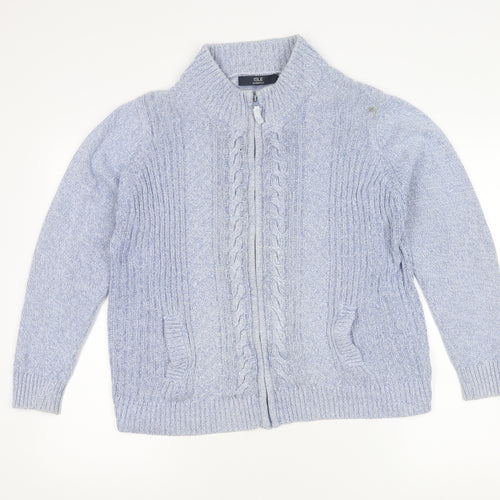 ISLE Essentials Women's Blue Size 18 Cotton Full Zip Jumper