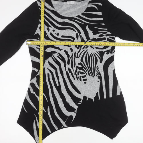 Cmd Women's Black Zebra Print Pullover Jumper Scoop Neck M