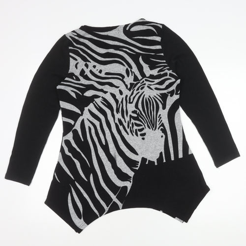Cmd Women's Black Zebra Print Pullover Jumper Scoop Neck M