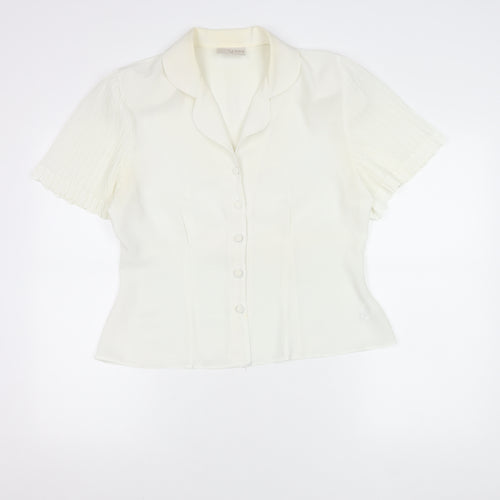Richards Women’s Ivory Short Sleeve Collared Button Blouse Size 14