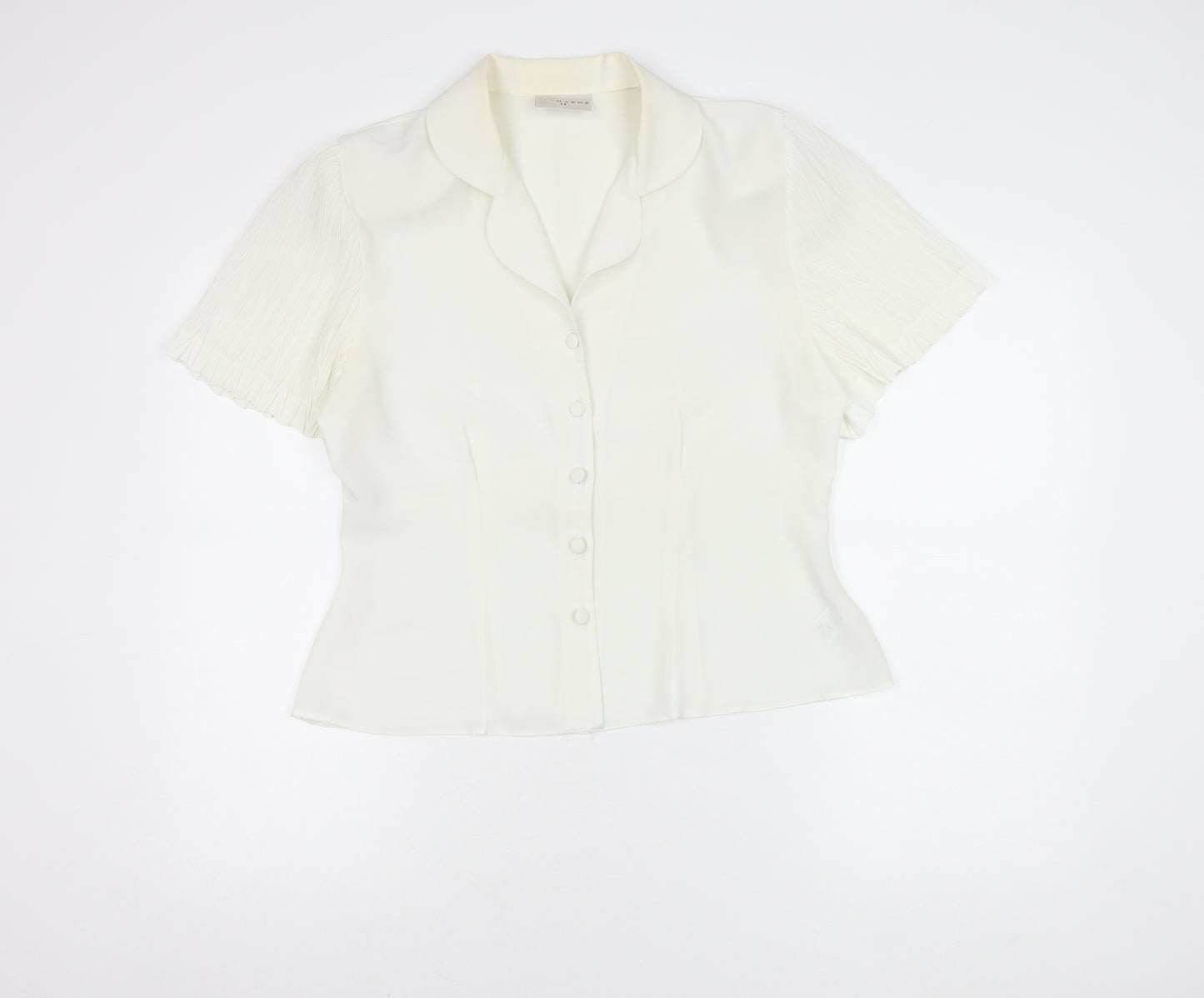 Richards Women’s Ivory Short Sleeve Collared Button Blouse Size 14