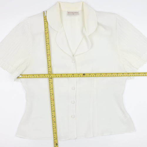 Richards Women’s Ivory Short Sleeve Collared Button Blouse Size 14