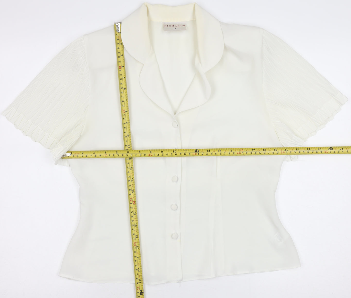 Richards Women’s Ivory Short Sleeve Collared Button Blouse Size 14