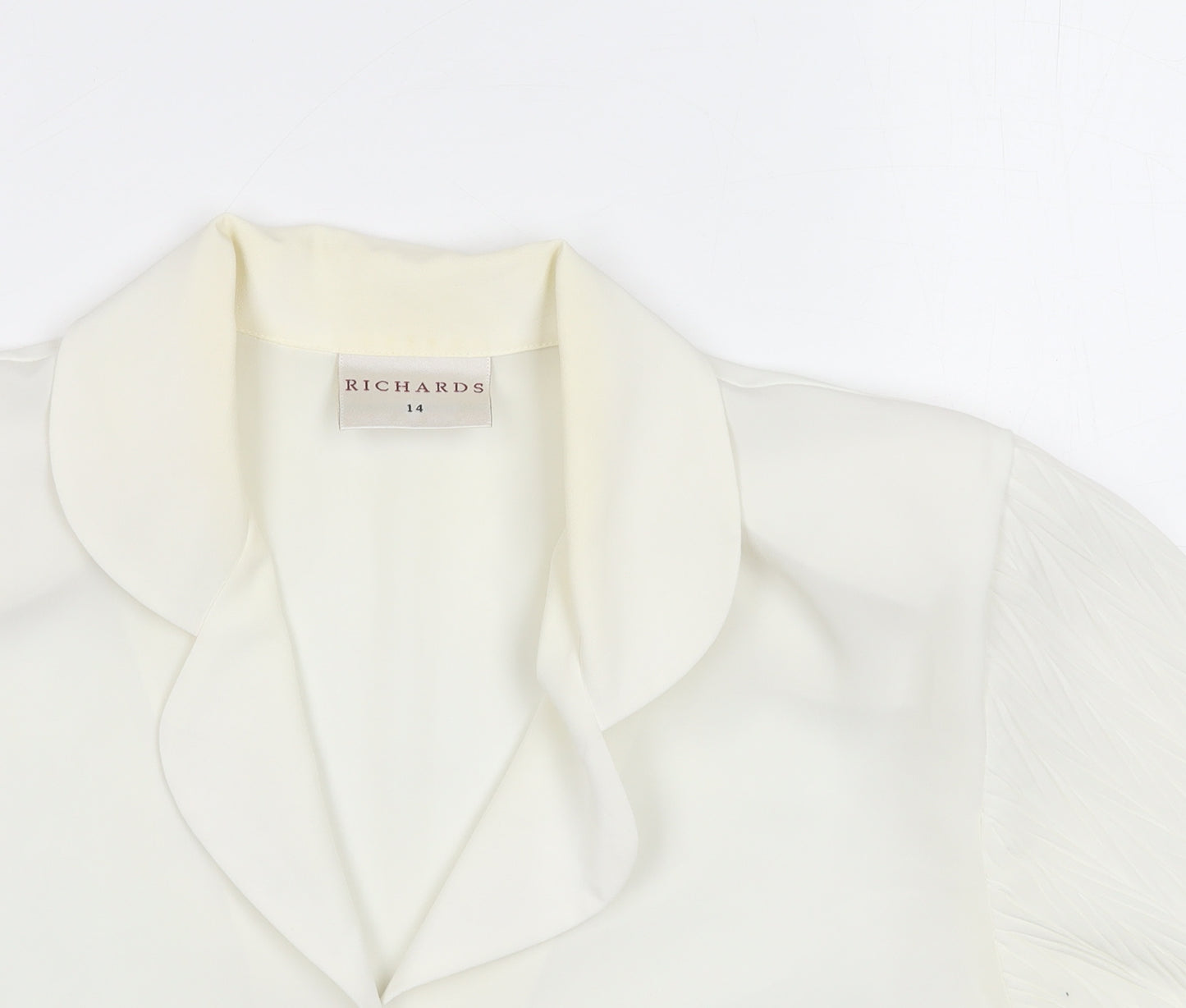 Richards Women’s Ivory Short Sleeve Collared Button Blouse Size 14