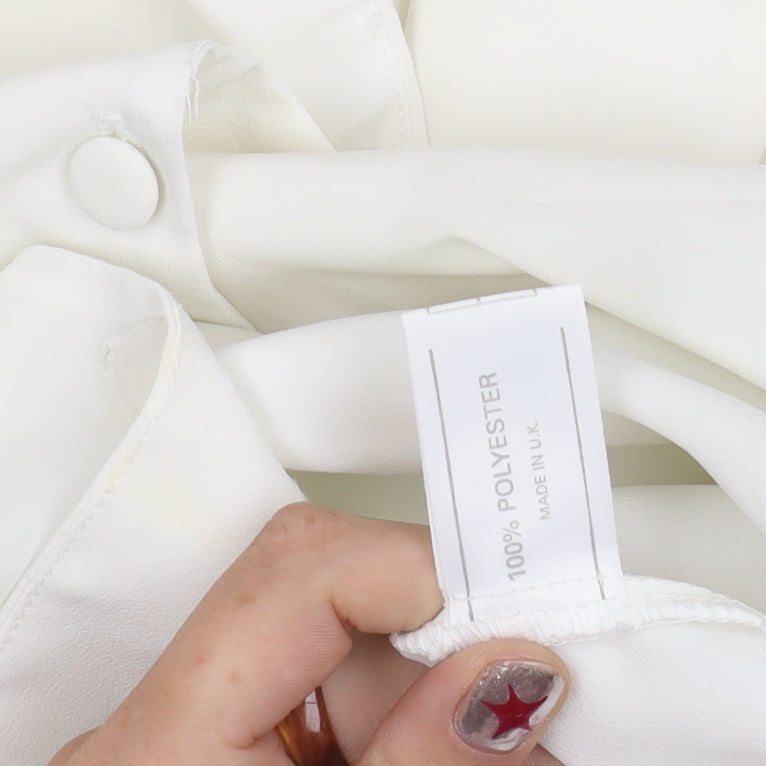 Richards Women’s Ivory Short Sleeve Collared Button Blouse Size 14