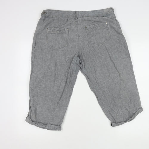Mantaray Men's Grey Linen Cotton Cargo Shorts Size L Regular Fit