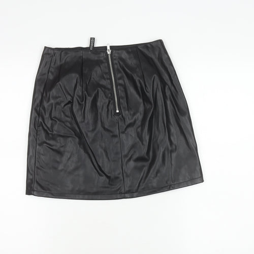 H&M Women’s Black Faux Leather Mini Skirt Size 8 Pencil Style