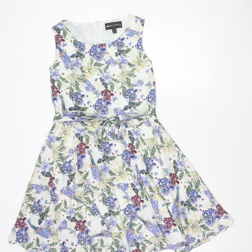 Mela London Women’s Multicoloured Floral Fit & Flare Dress Size 14