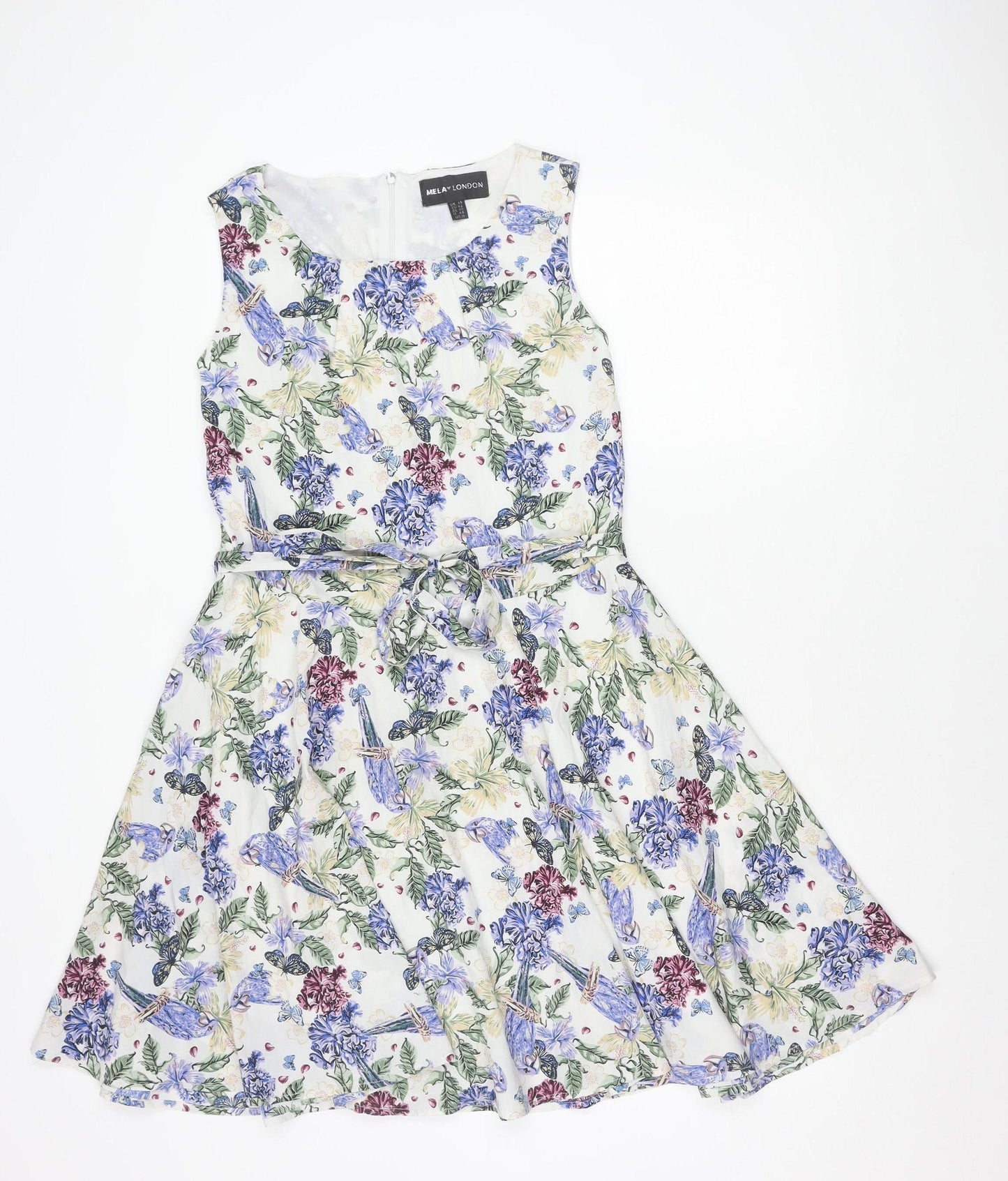 Mela London Women’s Multicoloured Floral Fit & Flare Dress Size 14