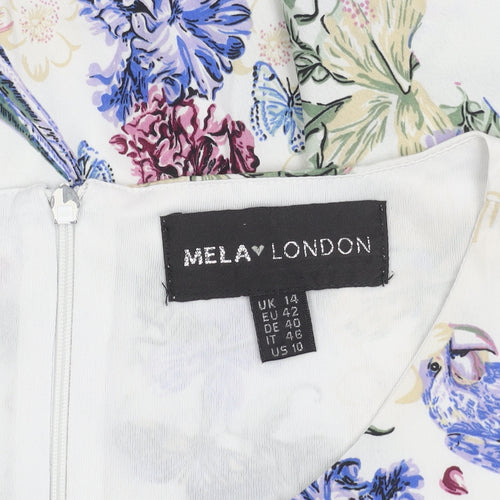 Mela London Women’s Multicoloured Floral Fit & Flare Dress Size 14