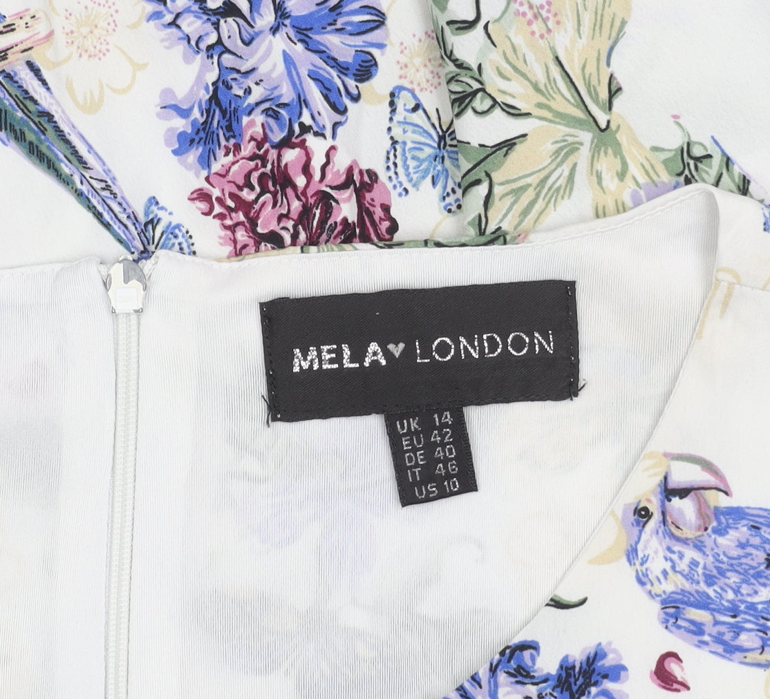 Mela London Women’s Multicoloured Floral Fit & Flare Dress Size 14