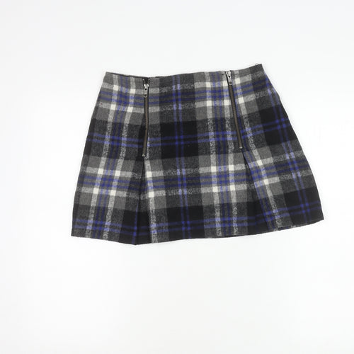 MINKPINK Women's Multicoloured Plaid Wool Blend A-Line Skirt S