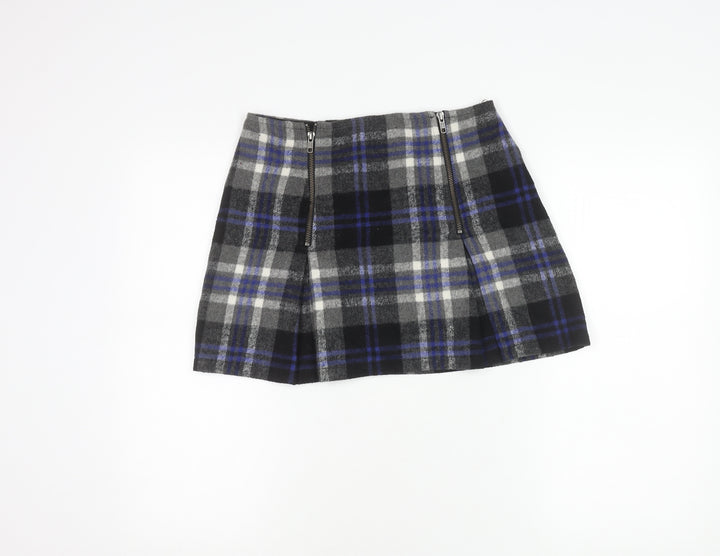 MINKPINK Women's Multicoloured Plaid Wool Blend A-Line Skirt S