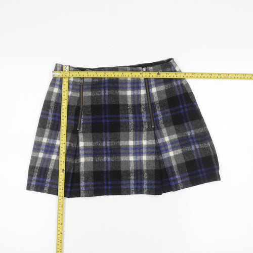 MINKPINK Women's Multicoloured Plaid Wool Blend A-Line Skirt S