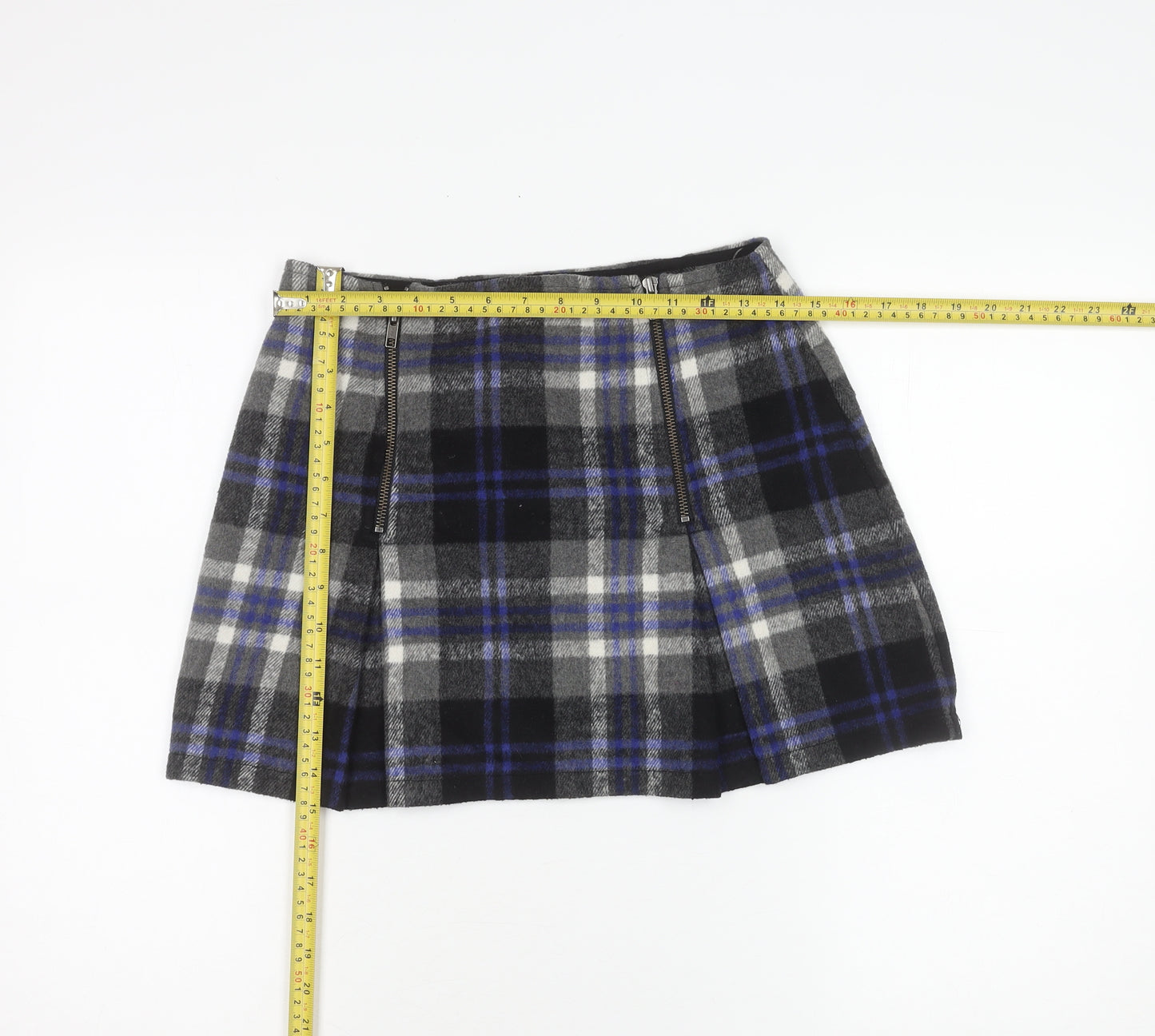 MINKPINK Women's Multicoloured Plaid Wool Blend A-Line Skirt S