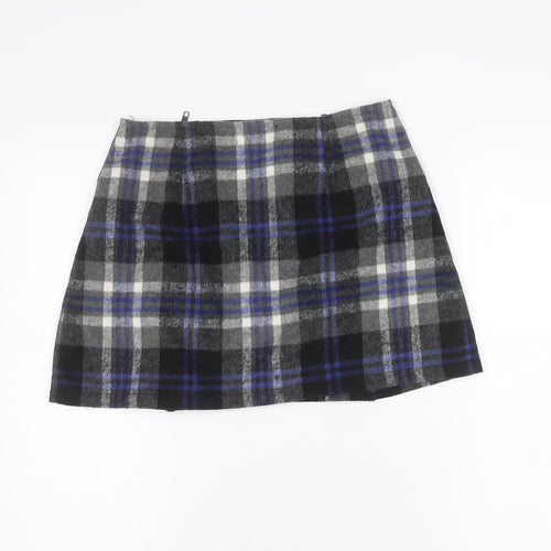 MINKPINK Women's Multicoloured Plaid Wool Blend A-Line Skirt S