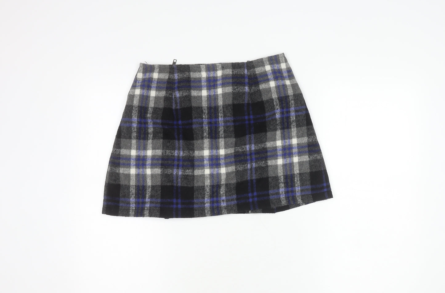 MINKPINK Women's Multicoloured Plaid Wool Blend A-Line Skirt S