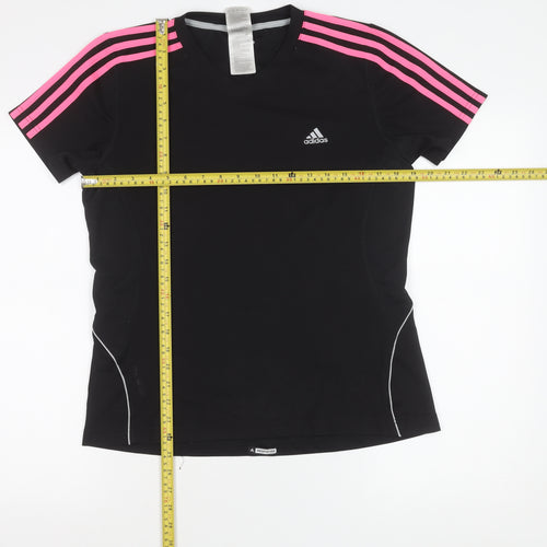 Adidas Womens Black M Slim Fit V-Neck Active T-Shirt
