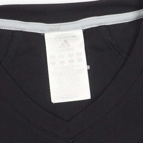 Adidas Womens Black M Slim Fit V-Neck Active T-Shirt