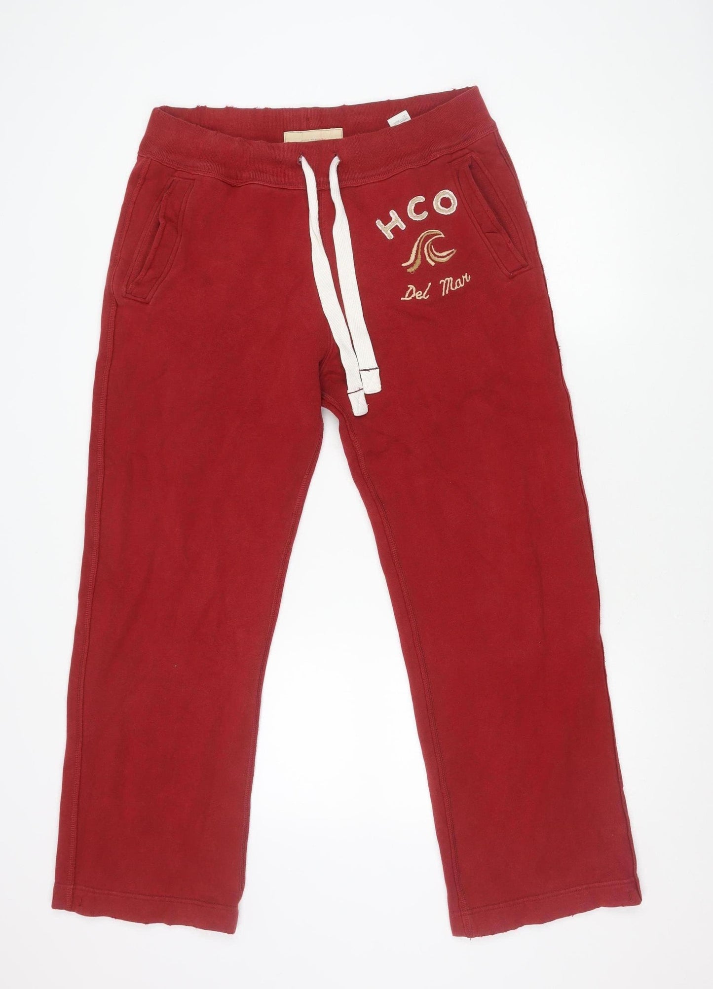 Hollister Women’s Red Sweatpants S Fleece Straight Leg Logo Casual