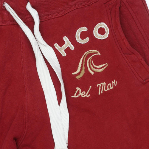 Hollister Women’s Red Sweatpants S Fleece Straight Leg Logo Casual