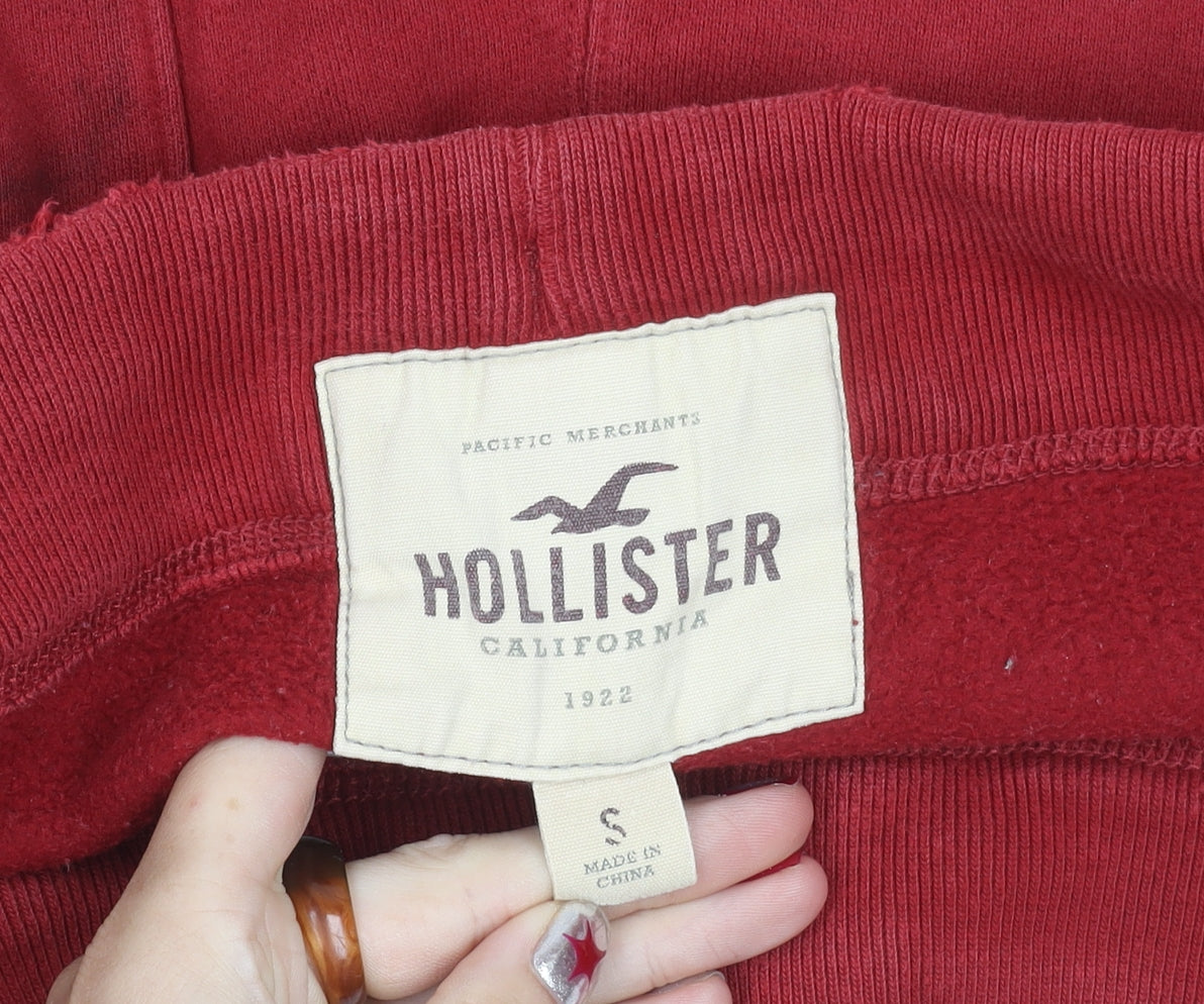 Hollister Women’s Red Sweatpants S Fleece Straight Leg Logo Casual