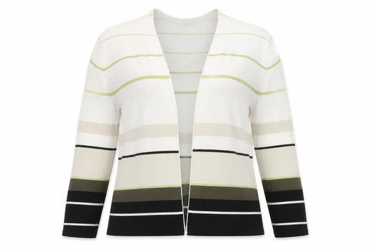 Front view of Planet women’s multicoloured striped v-neck cardigan, size L