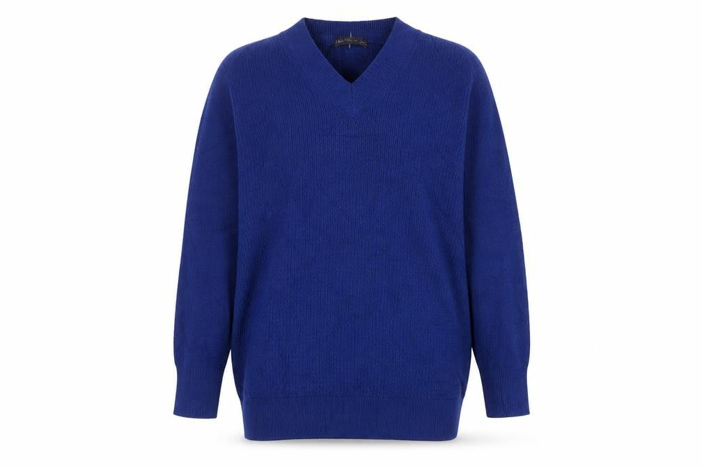 Marks and Spencer Women's Blue V-Neck Long Sleeve Jumper L