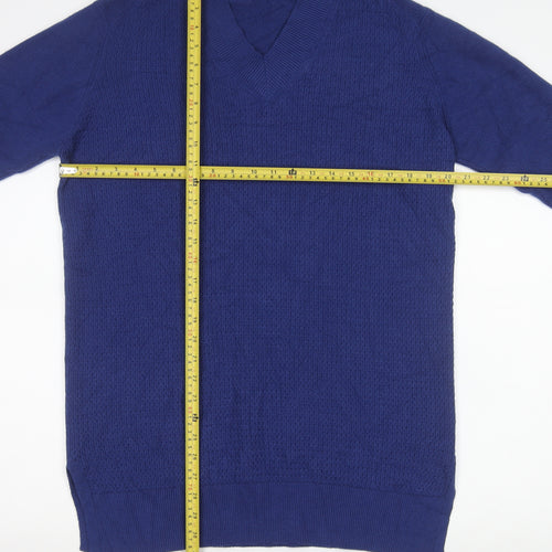 Marks and Spencer Women's Blue V-Neck Long Sleeve Jumper L