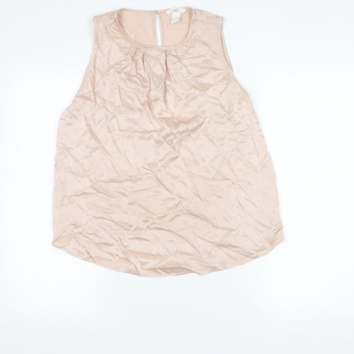 H&M Womens Beige Viscose Sleeveless Blouse Size 10 Scoop Neck