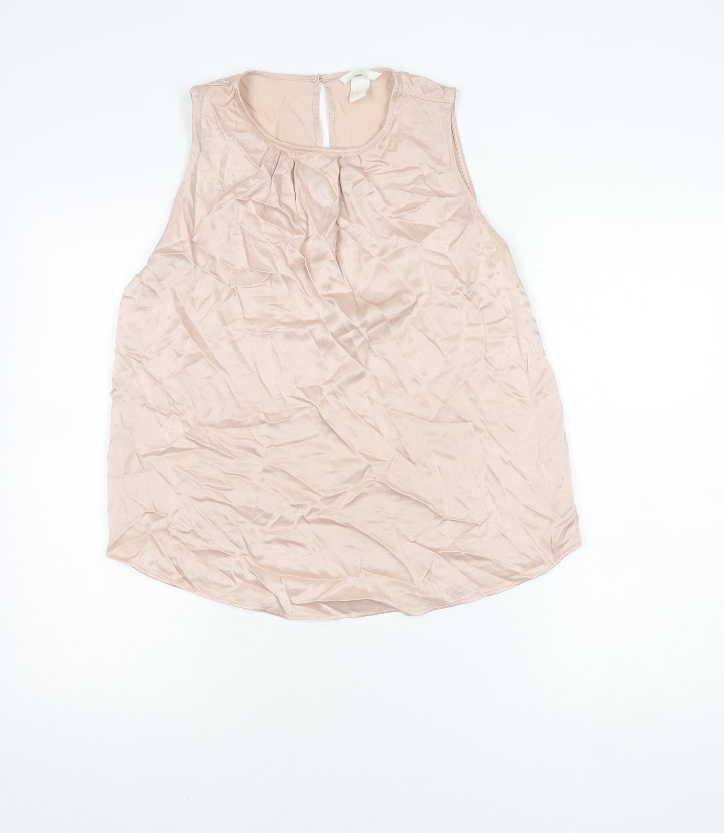 H&M Womens Beige Viscose Sleeveless Blouse Size 10 Scoop Neck